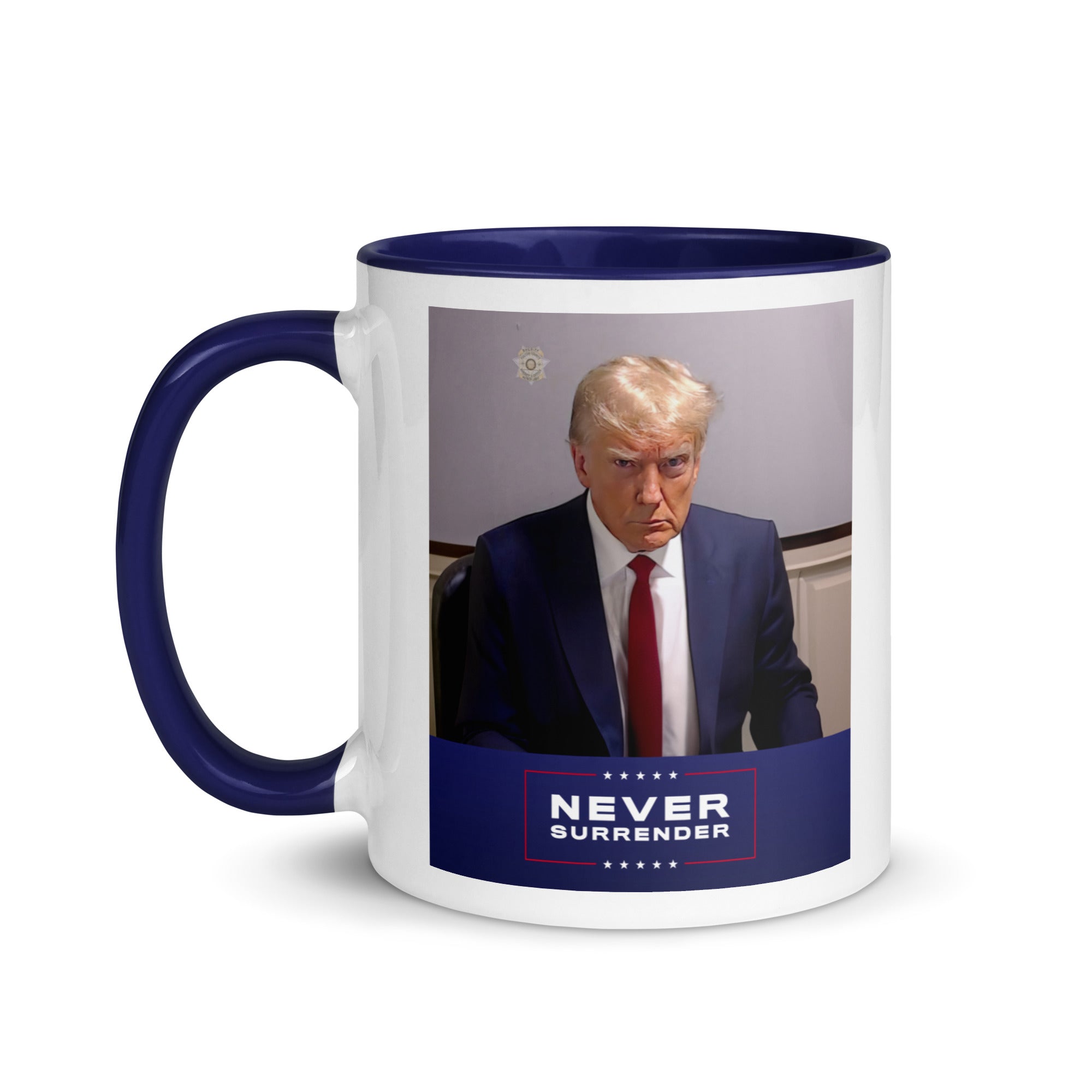 Trump Mugshot Never Surrender Mug