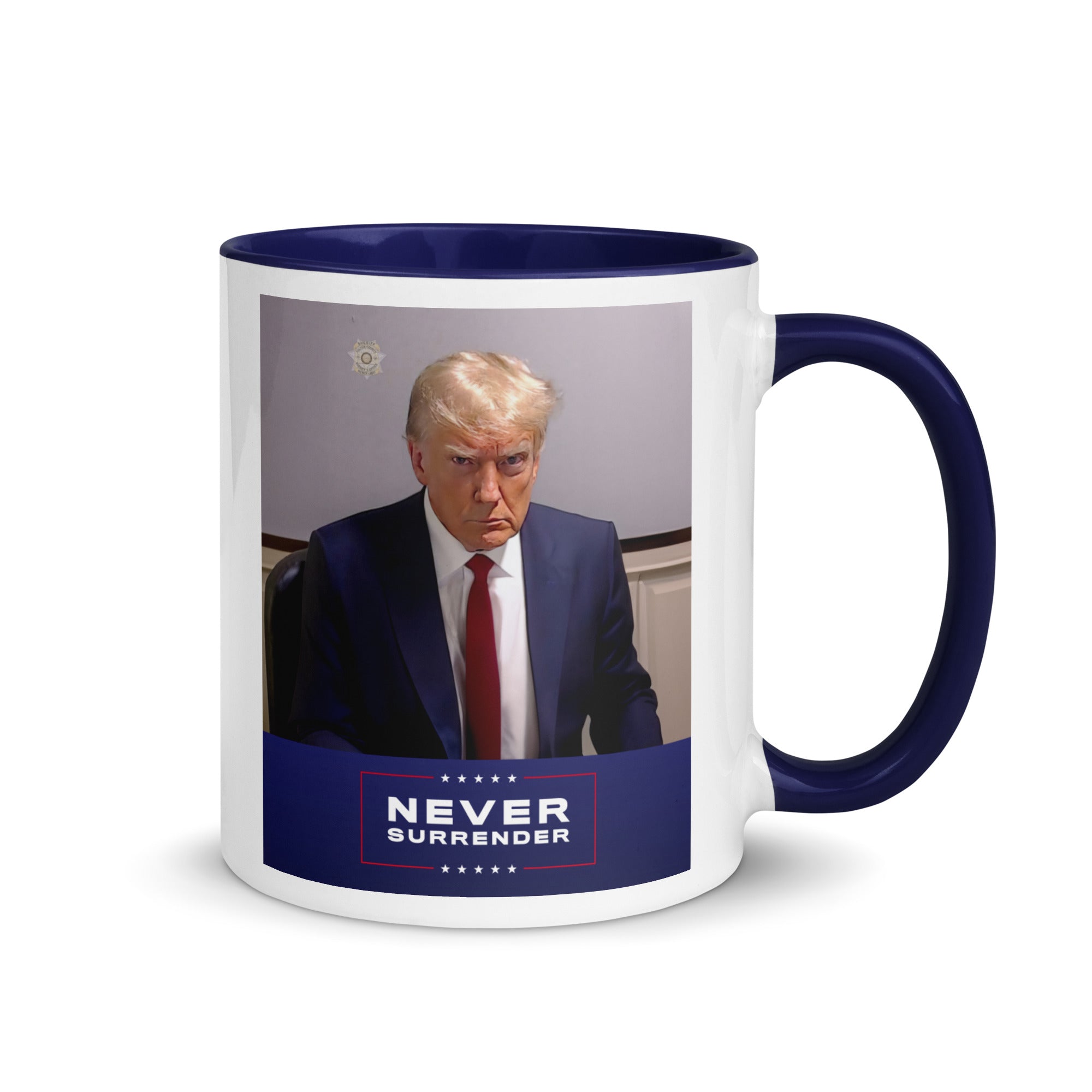 Trump Mugshot Never Surrender Mug