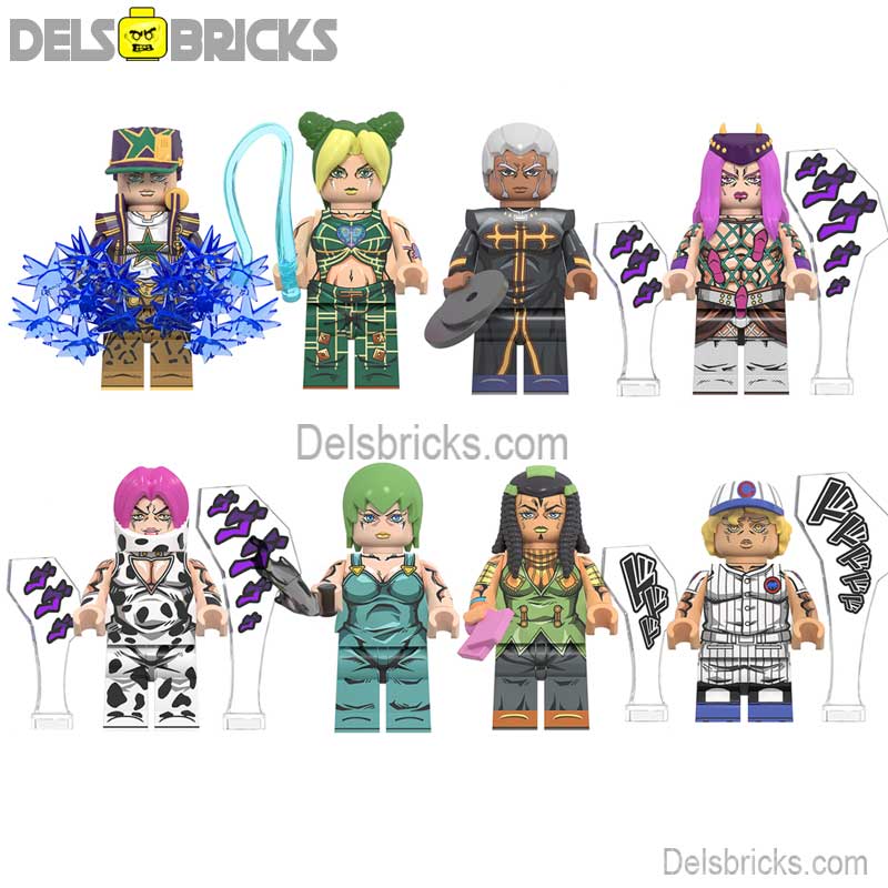 Jojo's Bizarre Adventure NEW Anime set of 8 Lego Minifigures custom toys