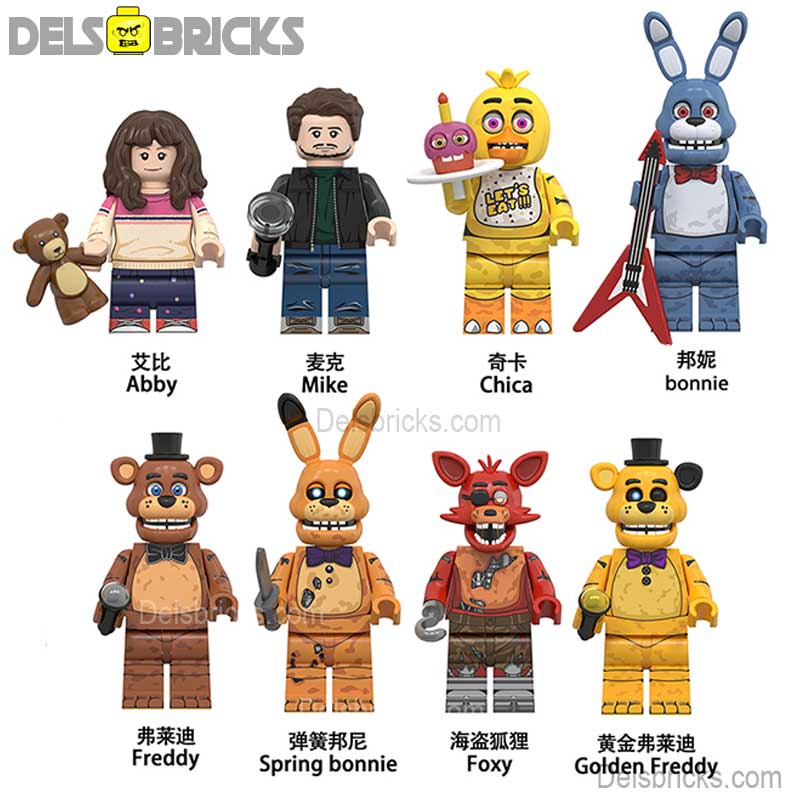Five Nights At Freddys Movie set of 8 Lego Minifigures custom toys