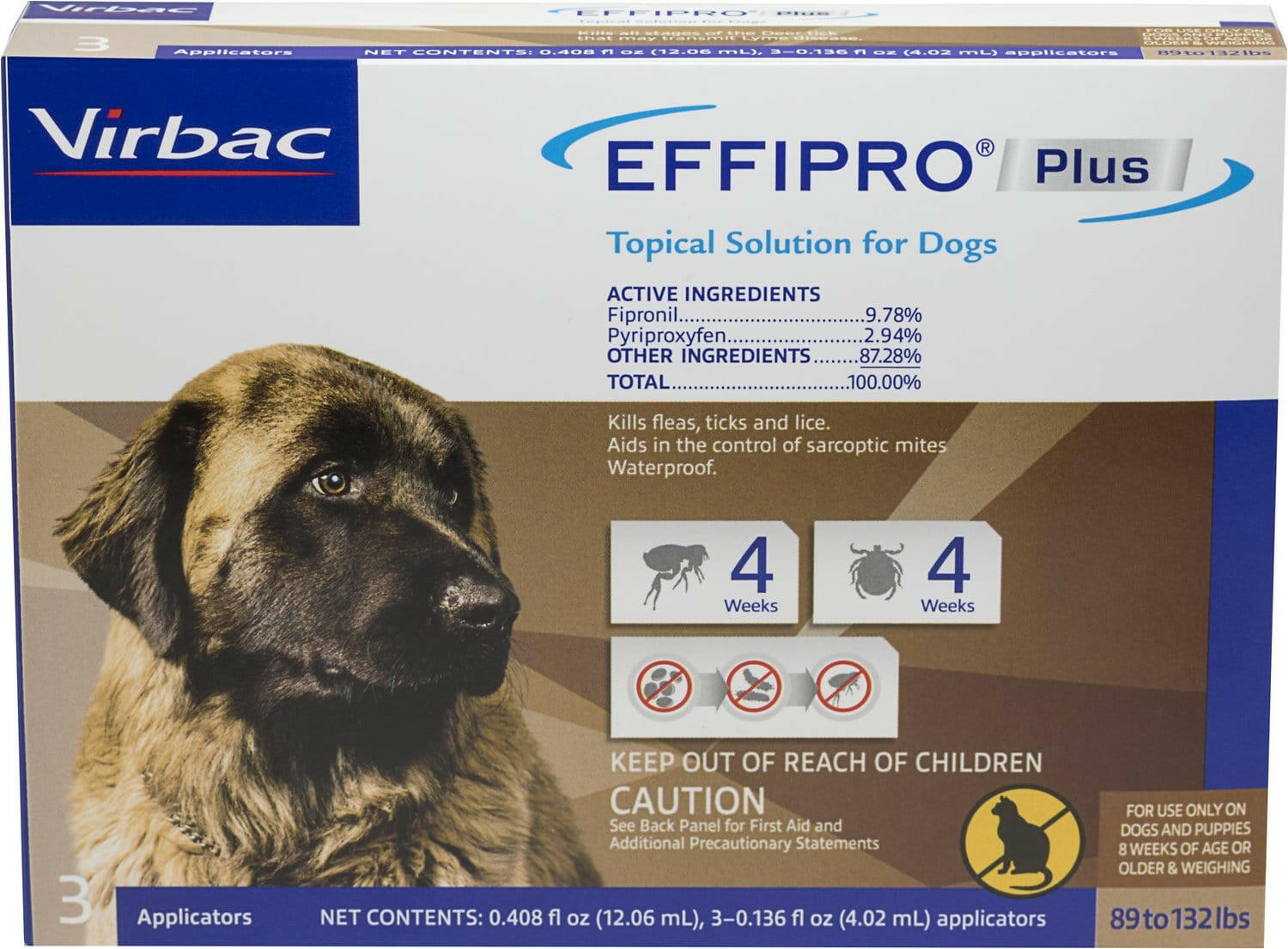 Effipro Plus for Extra Large Dogs 89-132 lbs (3 doses)