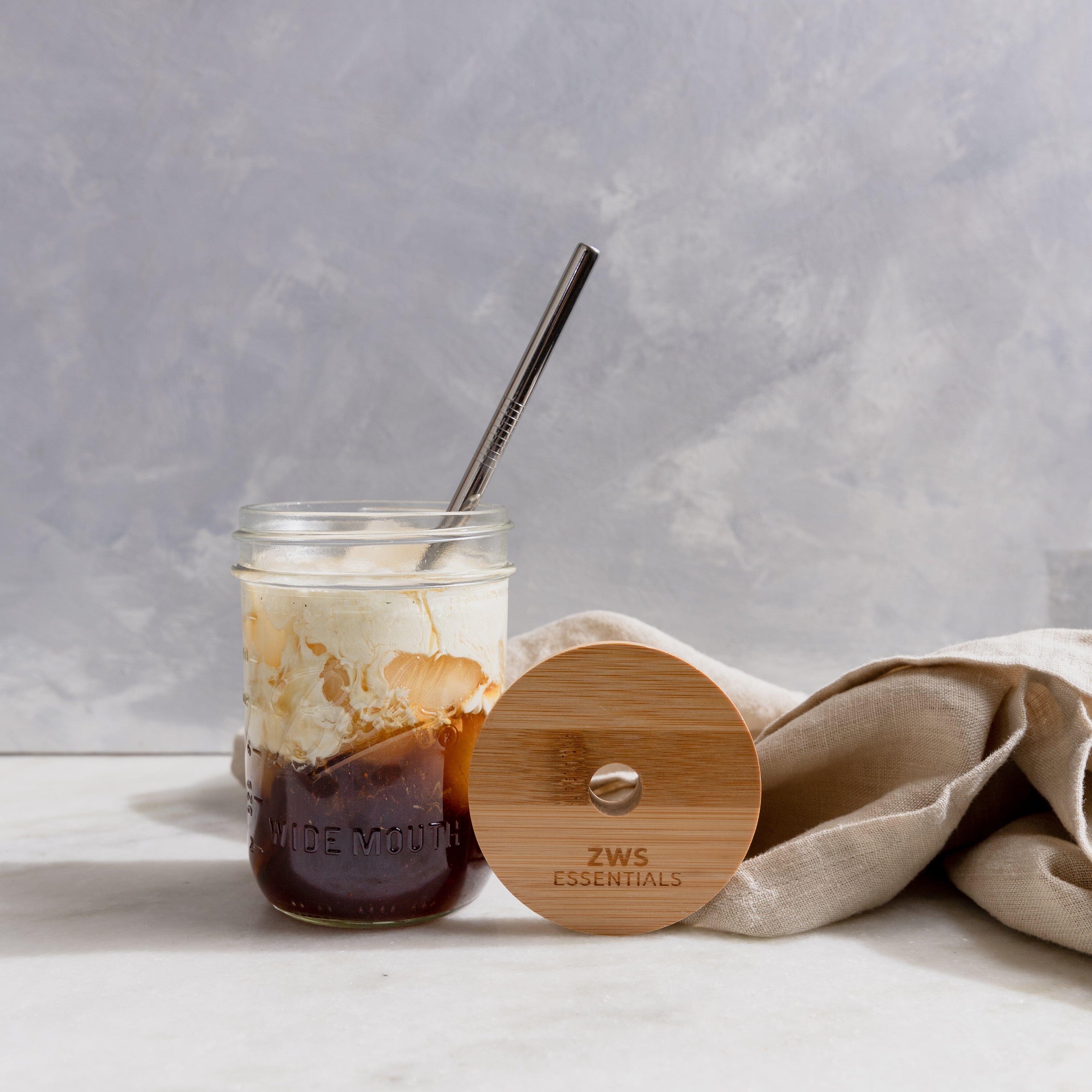 Mason Jar Kit with Bamboo Lid and Stainless Steel Straw - Thumbnail 4