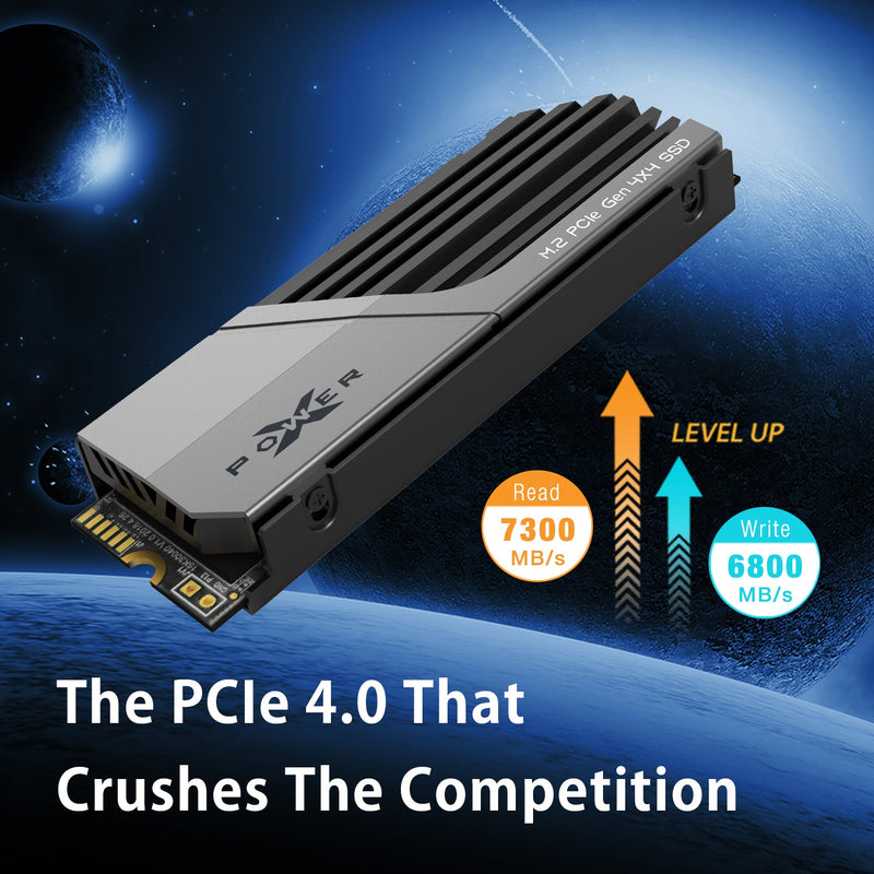 Silicon Power XS70 1TB-4TB NVMe PCIe Gen4x4 M.2 2280 Internal Solid State Drive Compatible with PS5