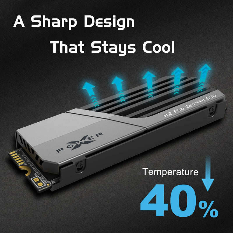 Silicon Power XS70 SP04KGBP44XS7005 Disque Dur SSD avec dissipateur  Thermique Compatible avec Playstation 5, Nvme PCIe Gen4 M.2 2280 Jeu Interne  R/W jusqu'à 7 200/6 800 Mo/s 4 to : : Informatique