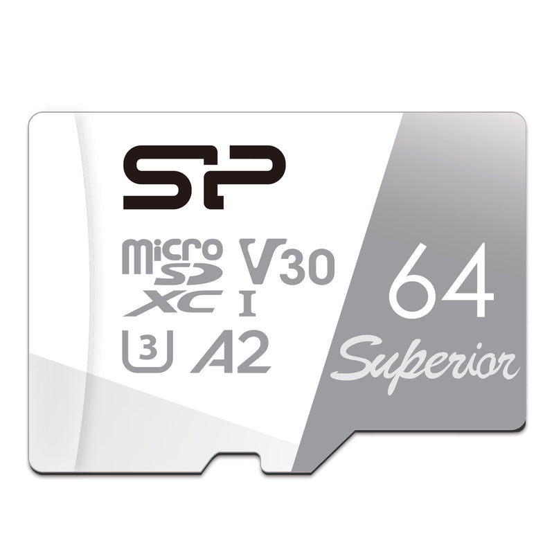 Silicon Power 64GB-1TB Superior UHS-1(U3) V30 A2 MicroSD Memory Card with Adapter