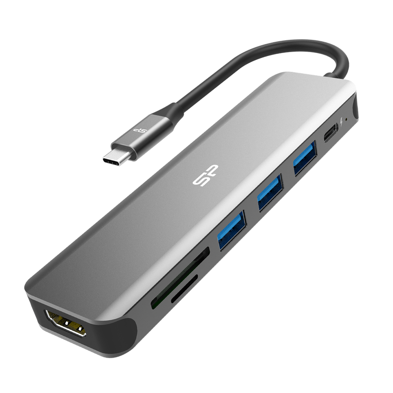 HDMI, USB Type-A, USB-C PD, SD 및 microSD 포트가 포함된 Silicon Power SU20 7-in-1 도킹 스테이션