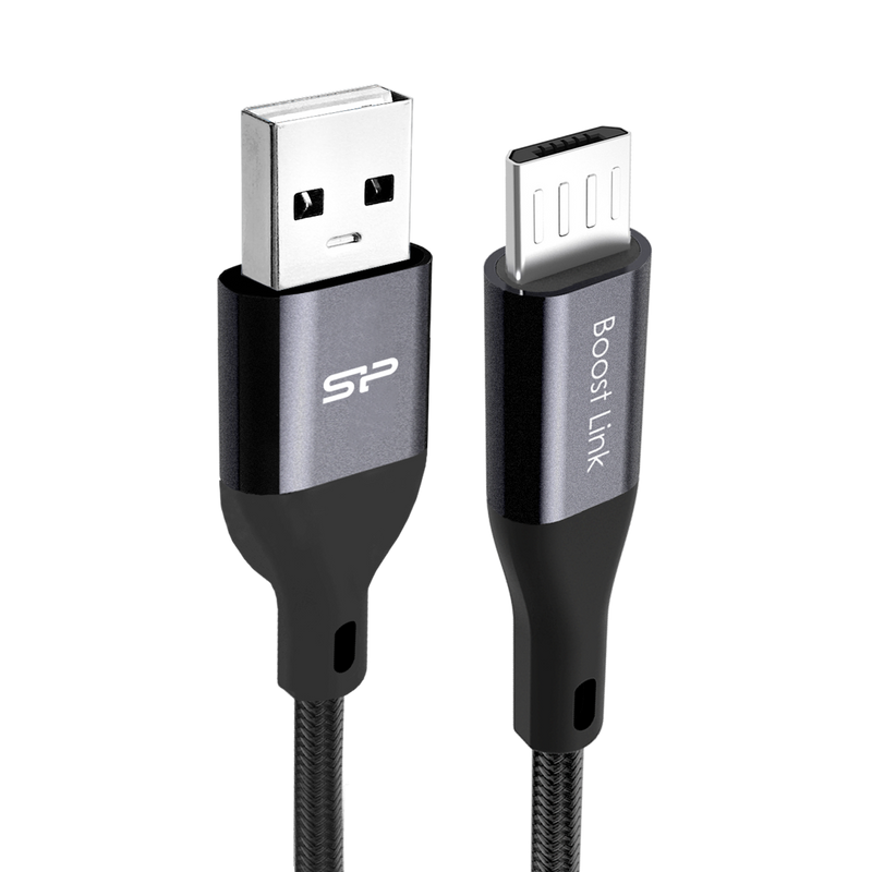 Silicon Power Micro-B USB 3.3 FT (1M) Nylon Charging Cable-Black