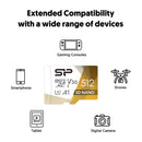 シリコンパワー 64GB-1TB 優れた UHS-1(U3) V30 A1 MicroSD メモリカード (アダプター付き)